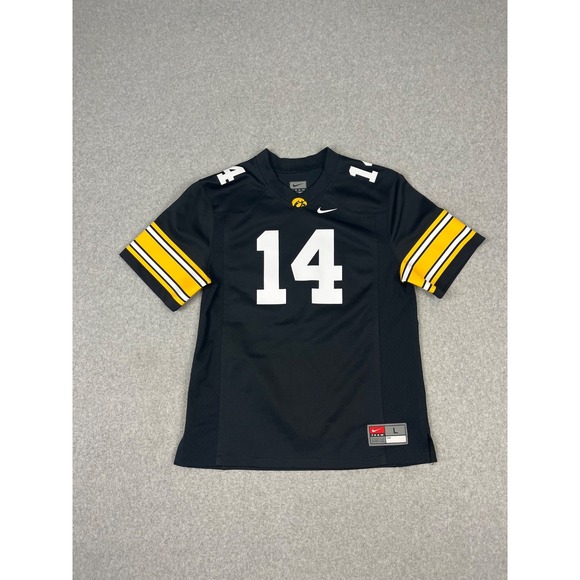 Nike Other - University Of Iowa Hawkeyes Football Jersey Youth L Black Yellow Nike #14